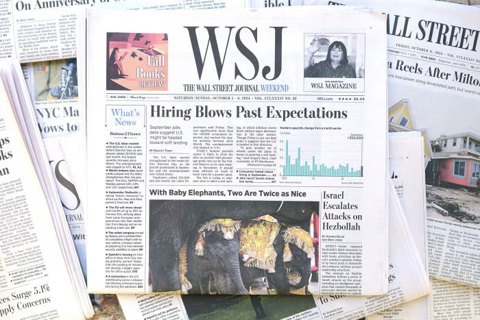 Wall Street Journal front pages
